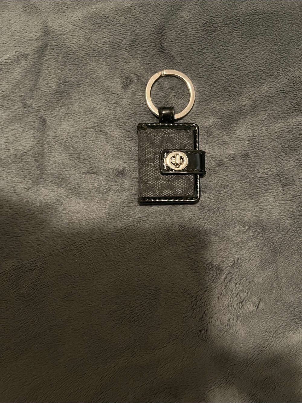 Coach Black Leather Signature Key & Card Holder Keyring